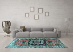 Machine Washable Persian Light Blue Traditional Rug in a Living Room, wshtr3882lblu