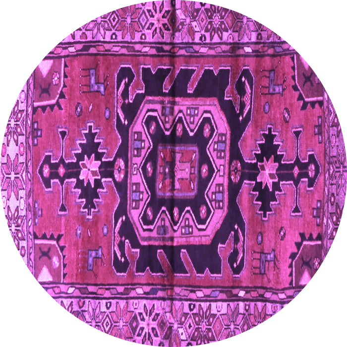 Round Persian Purple Traditional Rug, tr3882pur