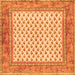 Round Machine Washable Persian Orange Traditional Area Rugs, wshtr3883org