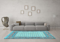 Machine Washable Persian Light Blue Traditional Rug, wshtr3883lblu