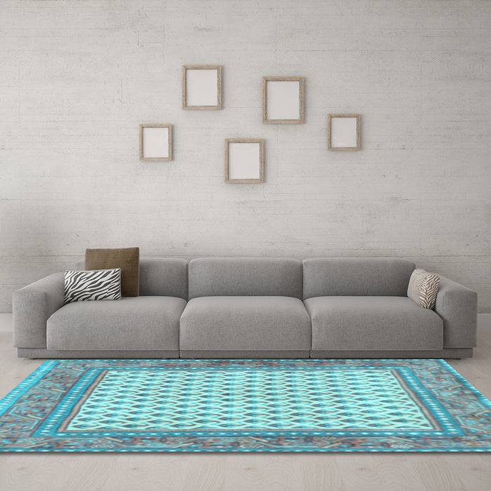 Machine Washable Persian Light Blue Traditional Rug in a Living Room, wshtr3883lblu