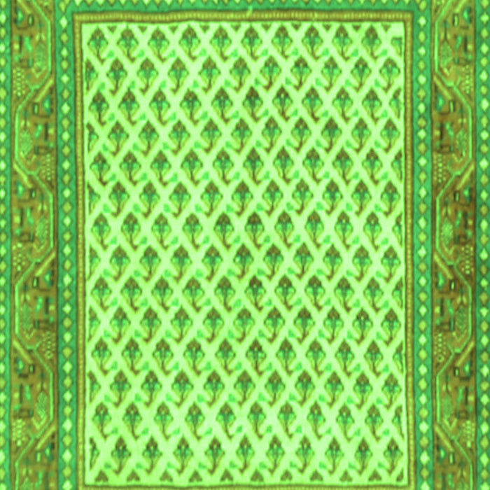 Serging Thickness of Machine Washable Persian Green Traditional Area Rugs, wshtr3883grn