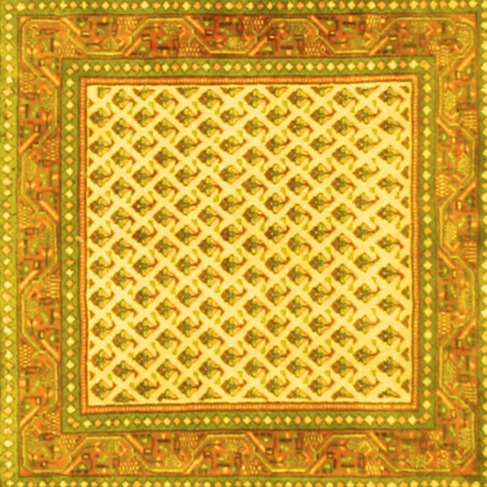 Square Machine Washable Persian Yellow Traditional Rug, wshtr3883yw