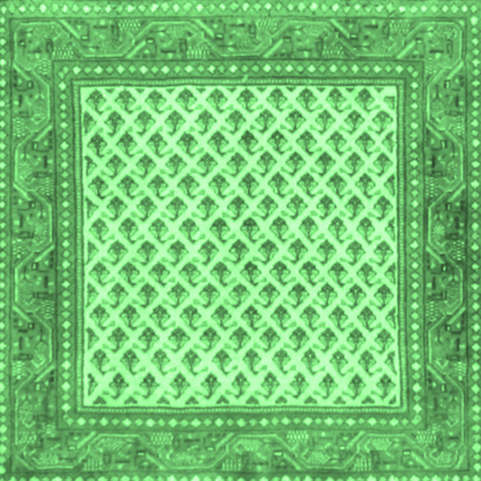 Square Machine Washable Persian Emerald Green Traditional Area Rugs, wshtr3883emgrn