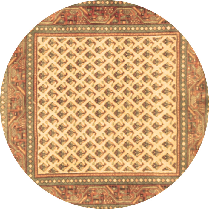 Round Machine Washable Persian Brown Traditional Rug, wshtr3883brn