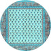 Round Persian Light Blue Traditional Rug, tr3883lblu