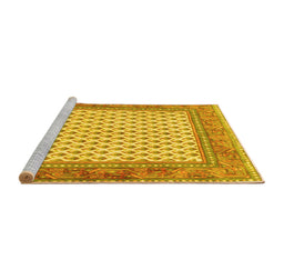 Sideview of Machine Washable Persian Yellow Traditional Rug, wshtr3883yw