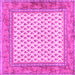 Square Machine Washable Persian Pink Traditional Rug, wshtr3883pnk