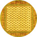 Round Persian Yellow Traditional Rug, tr3883yw