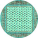 Round Persian Turquoise Traditional Rug, tr3883turq