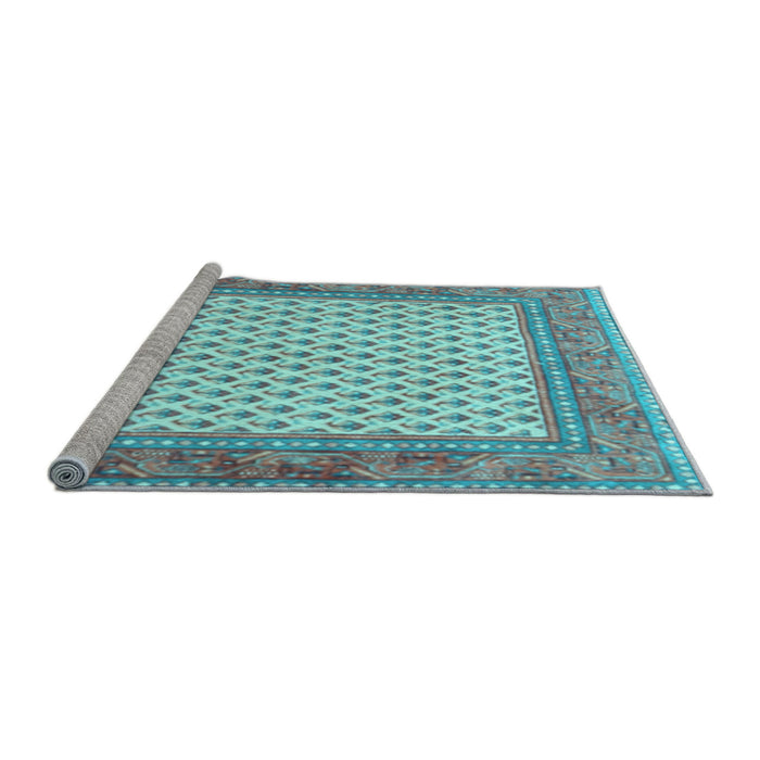 Sideview of Machine Washable Persian Light Blue Traditional Rug, wshtr3883lblu