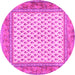 Round Machine Washable Persian Pink Traditional Rug, wshtr3883pnk