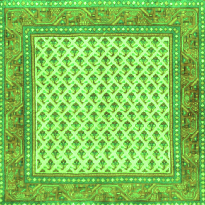 Round Machine Washable Persian Green Traditional Area Rugs, wshtr3883grn