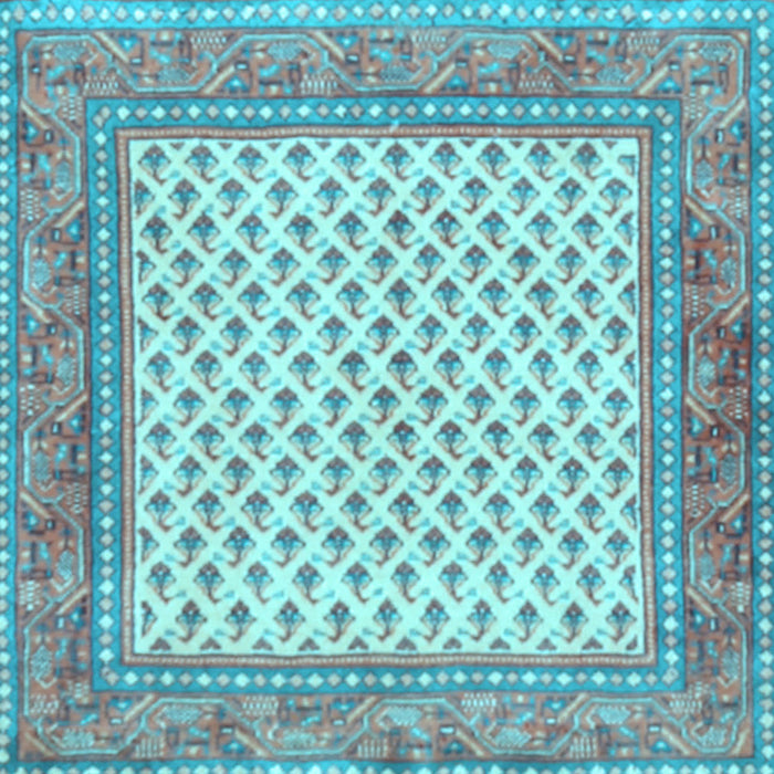 Square Machine Washable Persian Light Blue Traditional Rug, wshtr3883lblu