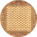 Round Persian Brown Traditional Rug, tr3883brn