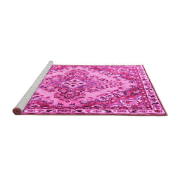 Sideview of Machine Washable Persian Pink Traditional Rug, wshtr3884pnk