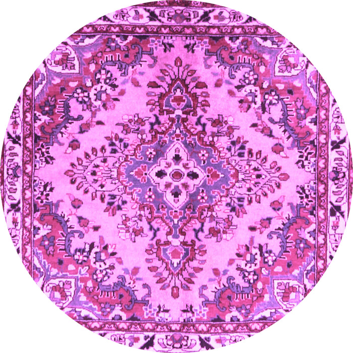 Round Machine Washable Persian Purple Traditional Area Rugs, wshtr3884pur