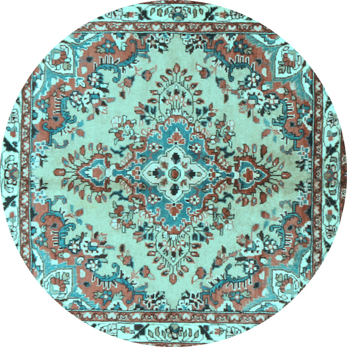 Round Persian Light Blue Traditional Rug, tr3884lblu