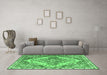 Machine Washable Persian Emerald Green Traditional Area Rugs in a Living Room,, wshtr3884emgrn