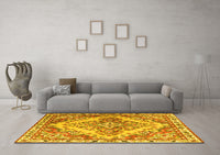 Machine Washable Persian Yellow Traditional Rug, wshtr3884yw