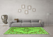 Machine Washable Persian Green Traditional Area Rugs in a Living Room,, wshtr3884grn