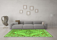 Machine Washable Persian Green Traditional Rug, wshtr3884grn