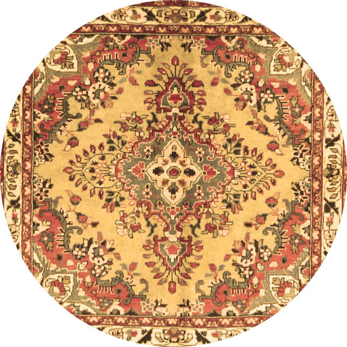 Round Persian Brown Traditional Rug, tr3884brn