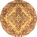 Round Persian Brown Traditional Rug, tr3884brn