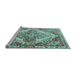 Sideview of Machine Washable Persian Light Blue Traditional Rug, wshtr3884lblu