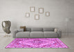 Machine Washable Persian Purple Traditional Area Rugs in a Living Room, wshtr3884pur