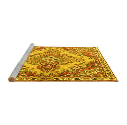 Sideview of Machine Washable Persian Yellow Traditional Rug, wshtr3884yw