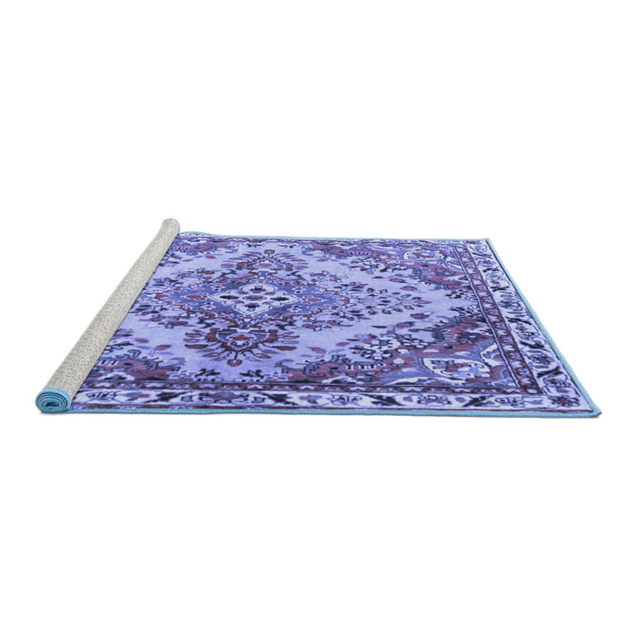 Sideview of Machine Washable Persian Blue Traditional Rug, wshtr3884blu