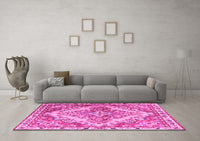 Machine Washable Persian Pink Traditional Rug, wshtr3884pnk