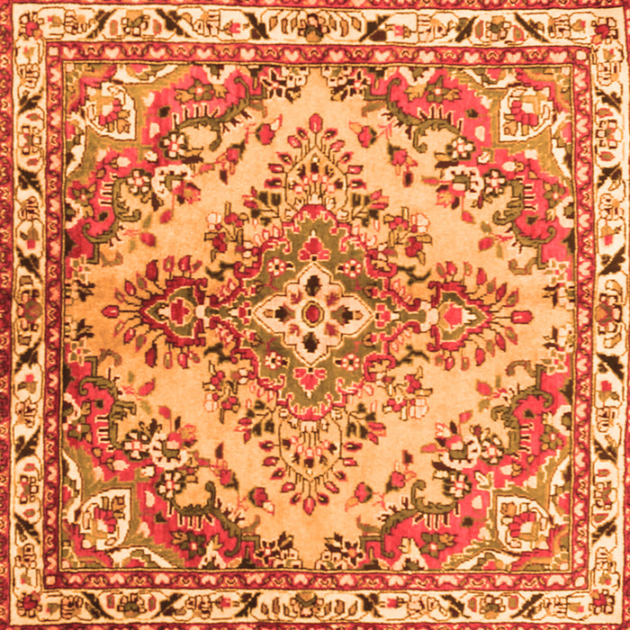 Round Machine Washable Persian Orange Traditional Area Rugs, wshtr3884org