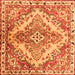 Round Machine Washable Persian Orange Traditional Area Rugs, wshtr3884org