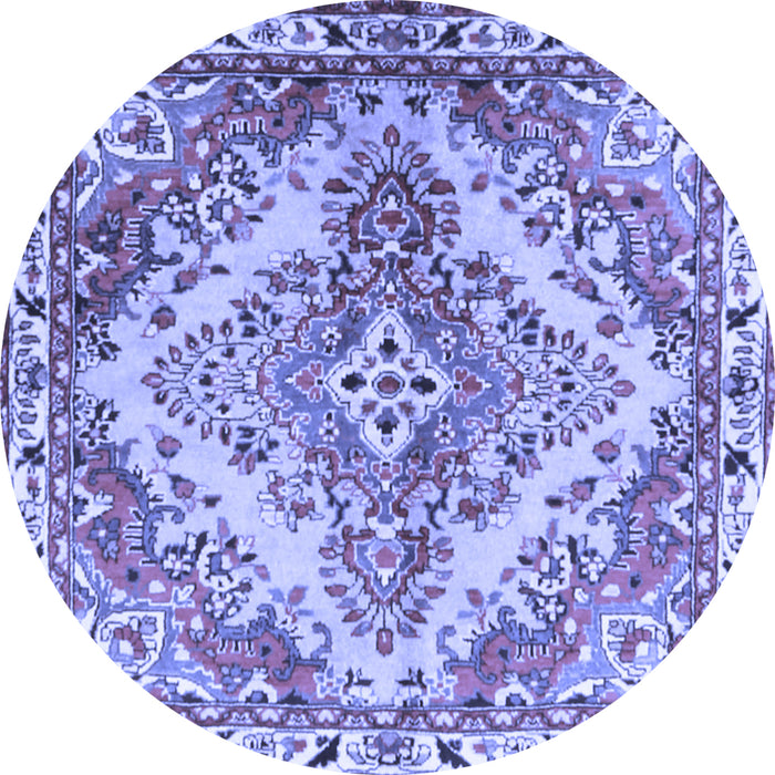 Round Persian Blue Traditional Rug, tr3884blu