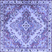 Square Machine Washable Persian Blue Traditional Rug, wshtr3884blu