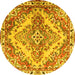 Round Persian Yellow Traditional Rug, tr3884yw
