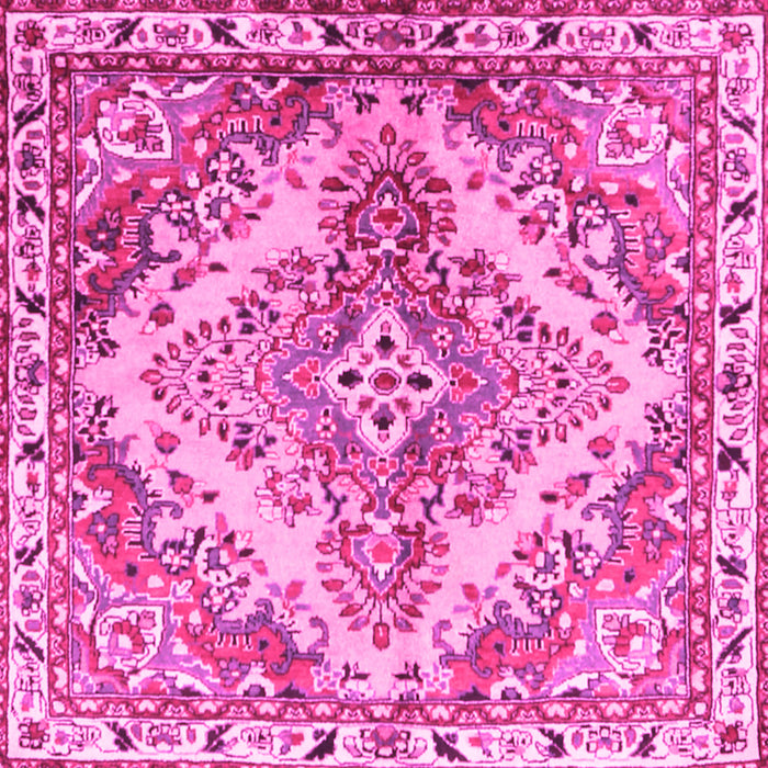 Square Machine Washable Persian Pink Traditional Rug, wshtr3884pnk