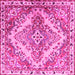 Square Machine Washable Persian Pink Traditional Rug, wshtr3884pnk