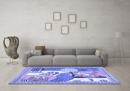 Machine Washable Animal Blue Traditional Rug in a Living Room, wshtr3885blu