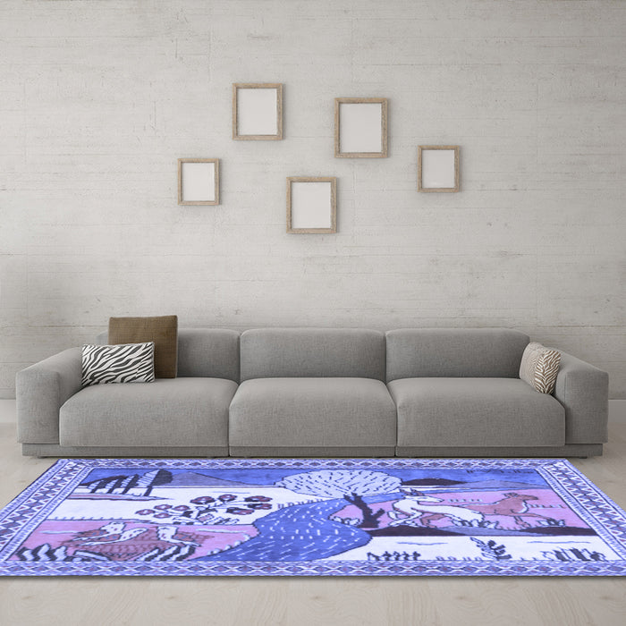 Machine Washable Animal Blue Traditional Rug in a Living Room, wshtr3885blu