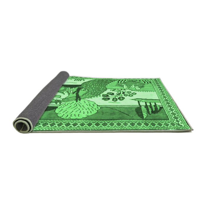 Sideview of Animal Emerald Green Traditional Rug, tr3885emgrn