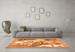 Machine Washable Animal Orange Traditional Area Rugs in a Living Room, wshtr3885org