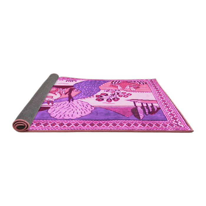 Sideview of Animal Pink Traditional Rug, tr3885pnk