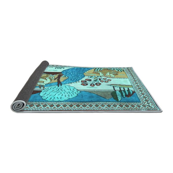 Sideview of Animal Light Blue Traditional Rug, tr3885lblu