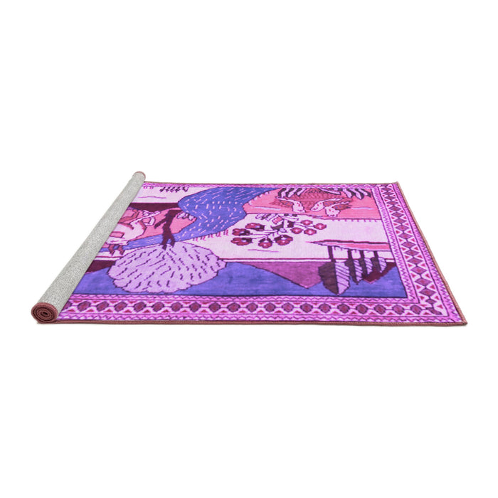 Sideview of Machine Washable Animal Purple Traditional Area Rugs, wshtr3885pur