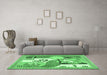 Machine Washable Animal Emerald Green Traditional Area Rugs in a Living Room,, wshtr3885emgrn