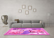 Machine Washable Animal Pink Traditional Rug in a Living Room, wshtr3885pnk