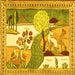 Square Animal Yellow Traditional Rug, tr3885yw